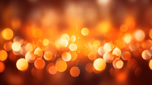 Um fundo laranja com luzes bokeh