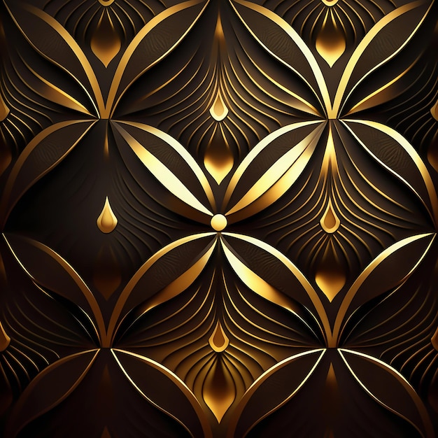 Um fundo marrom escuro e dourado com um padrão de círculos e a palavra ouro nele.