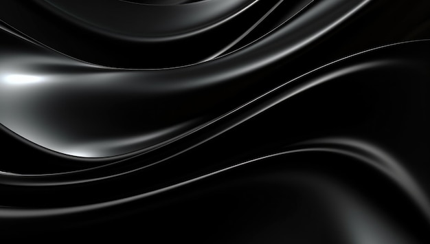 Um fundo ondulado preto brilhante e fluido