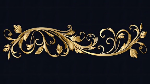 Um fundo preto com design floral dourado Generative AIxA