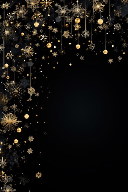 Um fundo preto com estrelas douradas e ornamentos Darkness Gold Stars Ornaments Black Decoration Saudação Sard