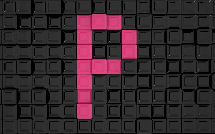 Foto um fundo preto com letras rosa p no meio