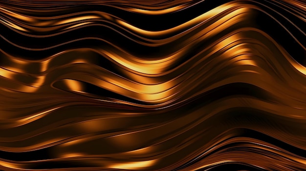 Um fundo preto com ouro e ondas marrons.