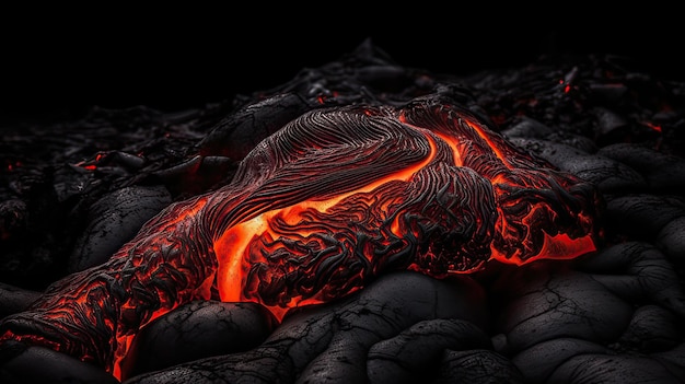 Um fundo preto com um fluxo de lava e as palavras "lava" na parte inferior.