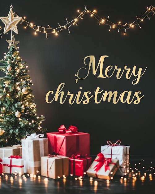 um fundo preto com um sinal que diz feliz Natal nele