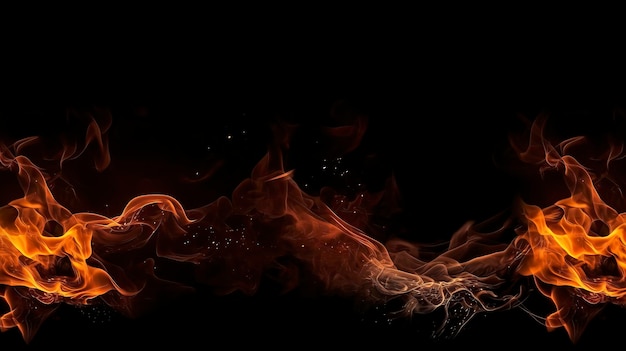 Um fundo preto com uma fumaça vermelha e laranja e a palavra fogo nele