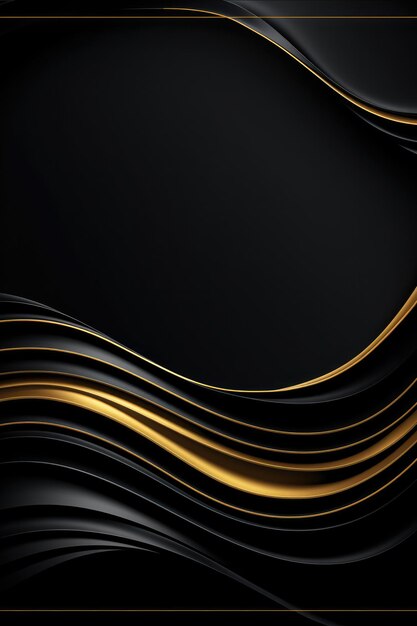 Um fundo preto e dourado com linhas onduladas Estética preto e dourado Padrões de onda Design Paletas de cores Papel de parede personalizado Tendências de design gráfico Saudação Sard
