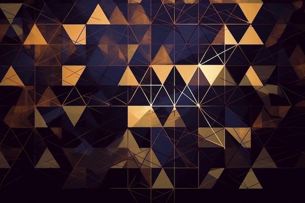 Um fundo preto e dourado com triângulos e a palavra cubos
