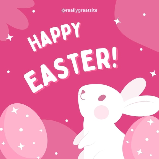 um fundo rosa com um coelho e as palavras "Easter" citadas nele