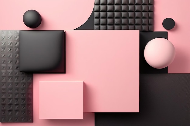 Um fundo rosa e preto com uma caixa preta e uma caixa preta.
