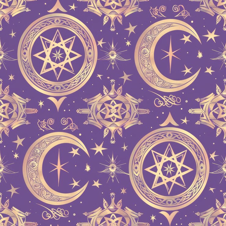 Foto um fundo roxo com a lua e as estrelas