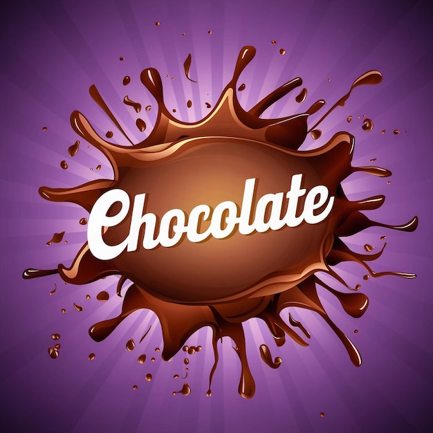 um fundo roxo com um sinal que diz chocolate