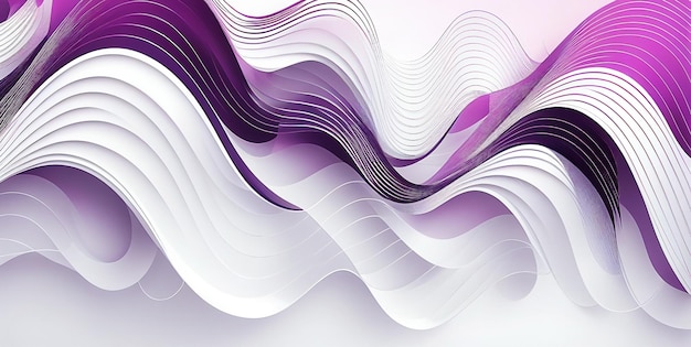 Um fundo roxo e branco com um design ondulado.