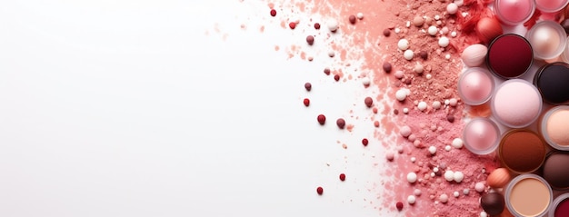 Um fundo salpicado de rosa e vermelho com um fundo branco