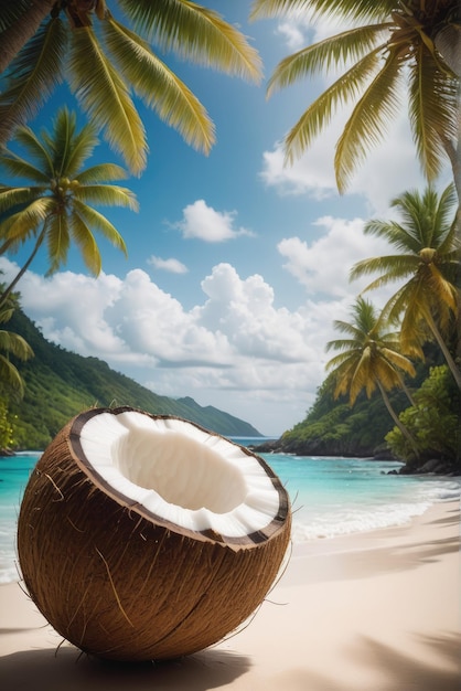 Um fundo tropical adornado com cocos vibrantes