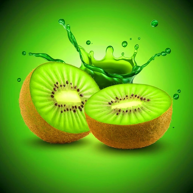 Um fundo verde com um fundo verde com uma toranja verde e as palavras kiwi nele