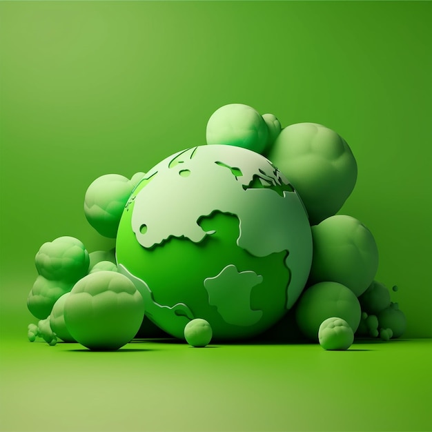 Um fundo verde com um globo e um fundo verde.