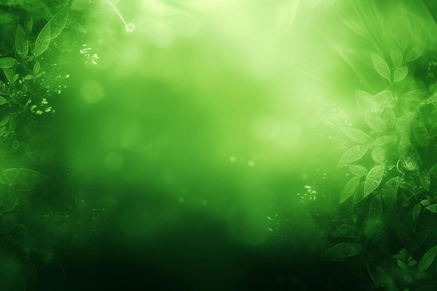 um fundo verde com uma imagem desfocada de uma árvore com o sol atrás dela.