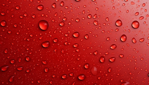 Um fundo vermelho com muitas gotas de água