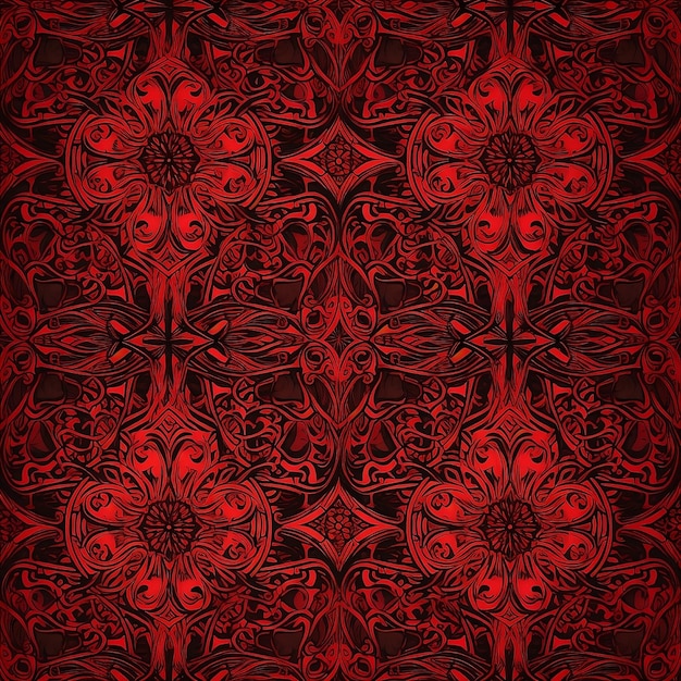 Um fundo vermelho com um padrão de flores e folhas.