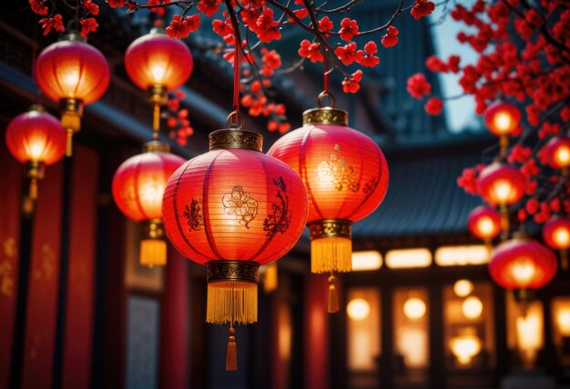 um fundo vermelho vibrante celebrando o Ano Novo Chinês