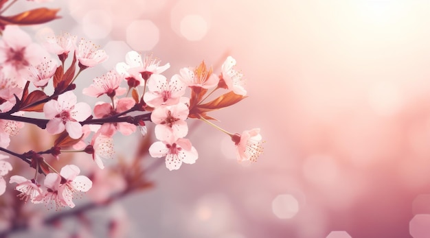 um galho de cerejeira com flores rosa