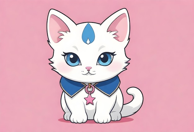 um gatinho branco com uma estrela no peito