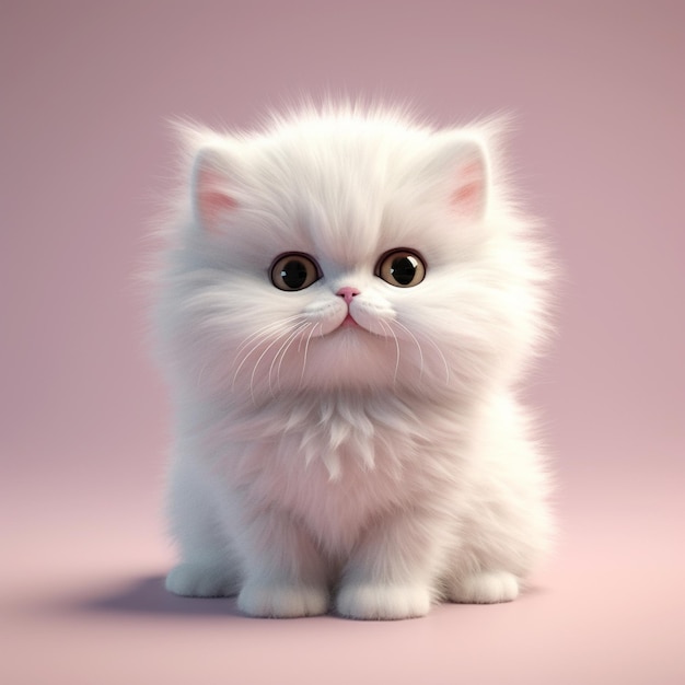 um gatinho branco e fofo com nariz rosa e olhos amarelos