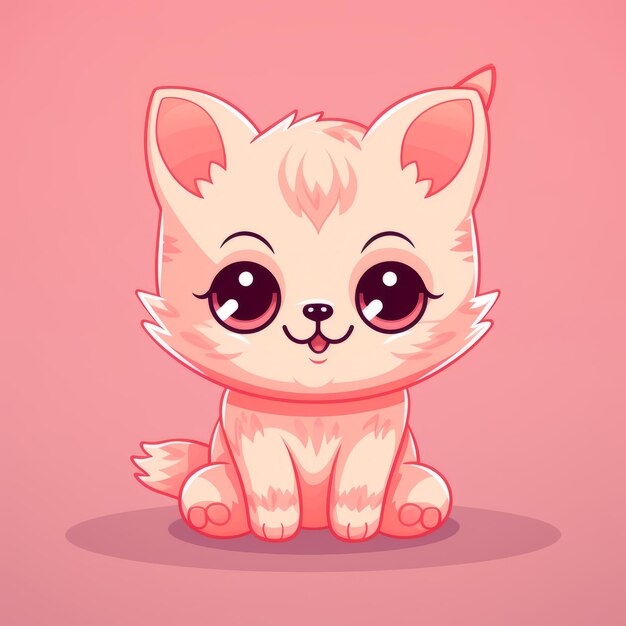 um gatinho branco fofo com olhos grandes em um fundo rosa