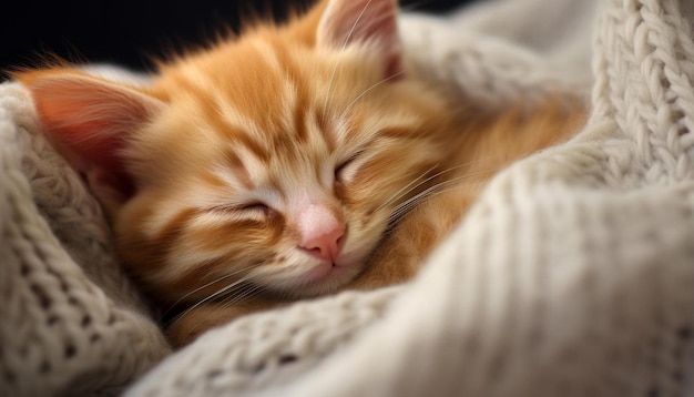 Foto um gatinho com os olhos fechados e dormindo