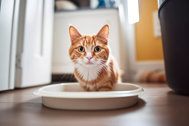 Um gatinho doméstico tímido olha cautelosamente para a câmera