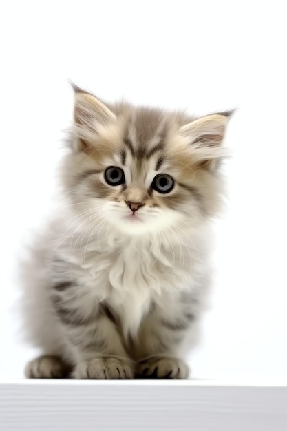 Um gatinho fofinho e fofinho com lindos olhos está sentado ou descansando no dia do gato de pêlo curto britânico