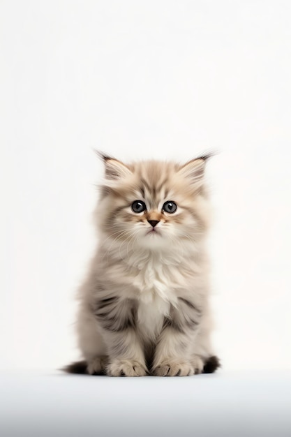 Um gatinho fofinho e fofinho com lindos olhos está sentado ou descansando no dia do gato de pêlo curto britânico