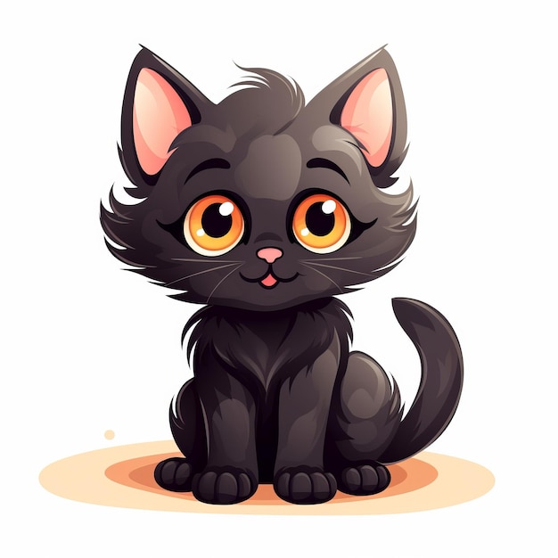 um gatinho preto de desenho animado com olhos grandes