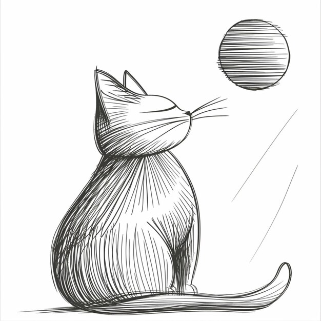 Um gato ao lado de uma bola.