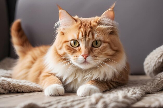 Um gato bonito sentado no chão.