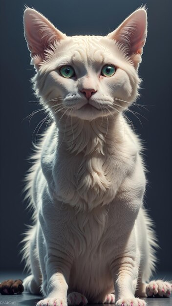 Foto um gato branco com olhos verdes e um olho verde remédio real um gato majestoso sem pelo com um homem luxuoso