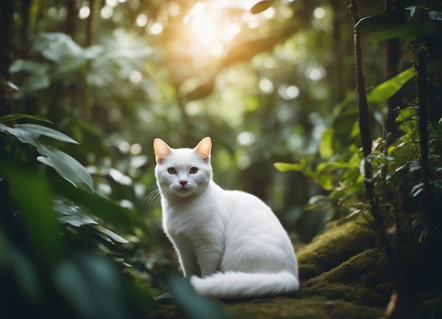 Um gato branco.