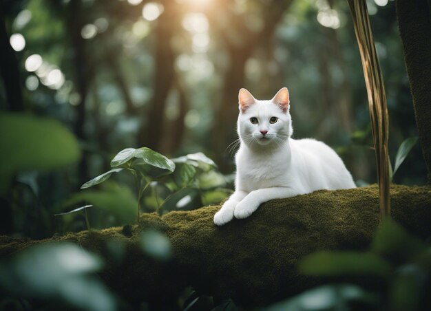 Um gato branco.