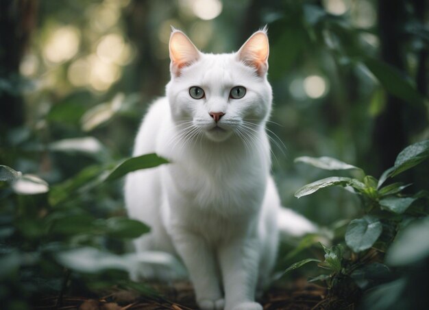 Um gato branco.