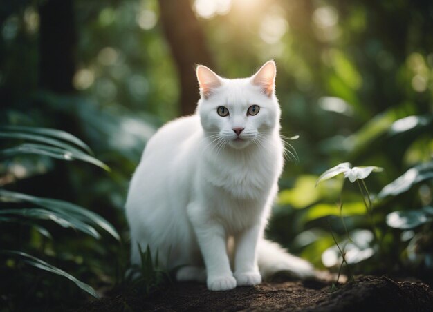 Um gato branco.