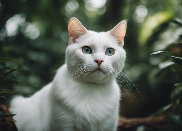 Um gato branco.