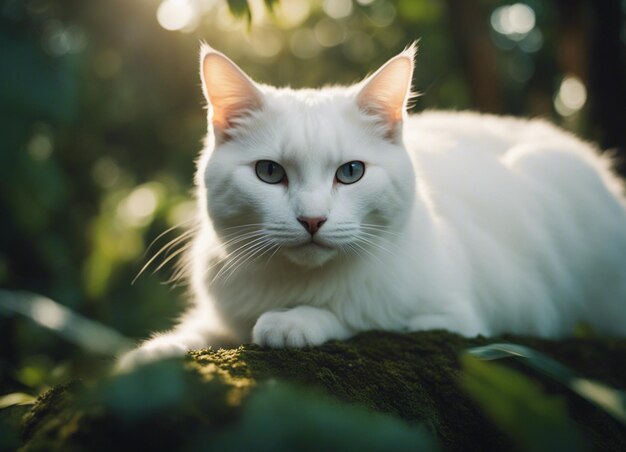 Um gato branco.
