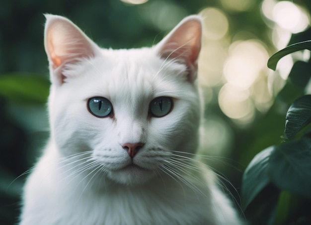 Um gato branco.