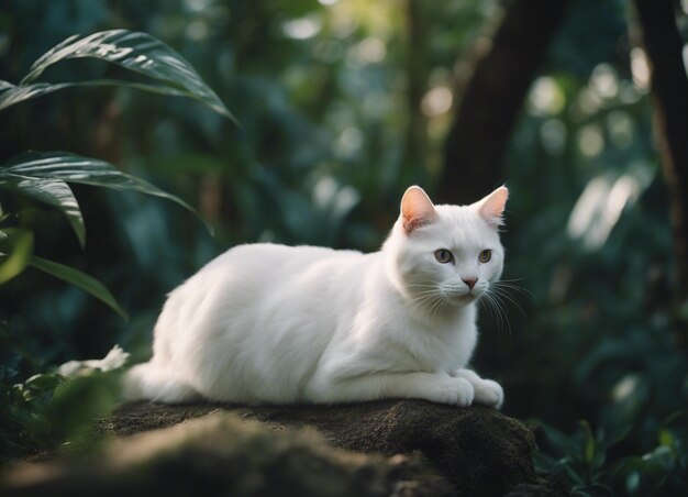 Um gato branco.