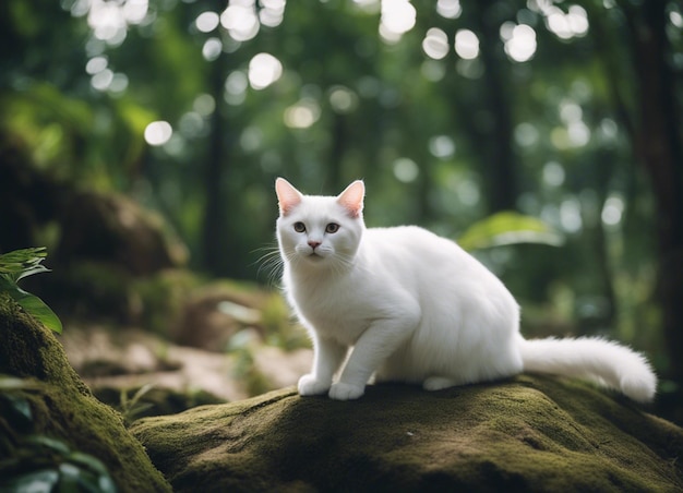 Um gato branco.