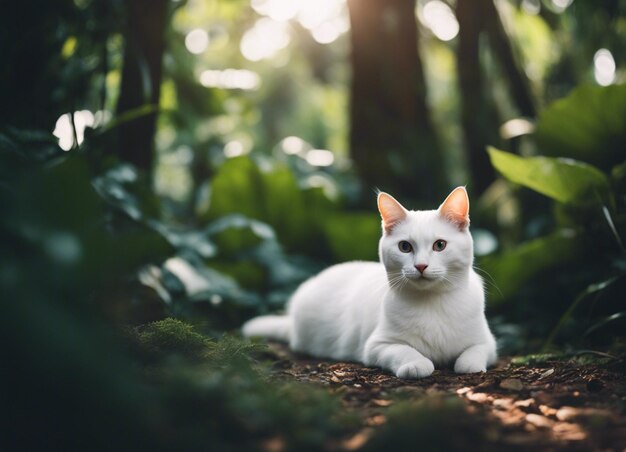 Um gato branco.