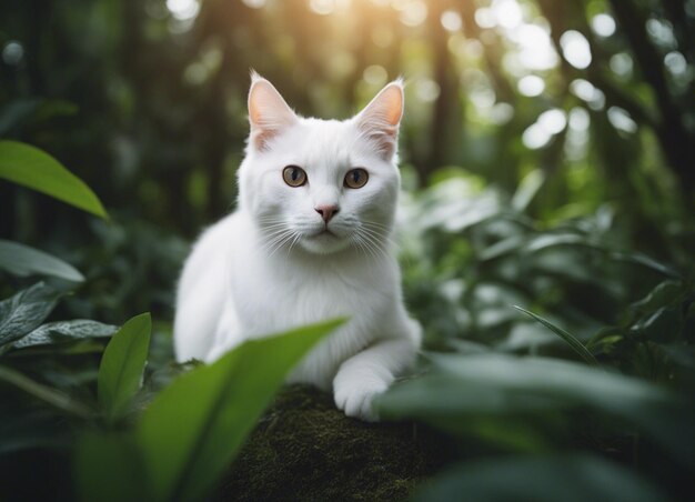 Um gato branco.