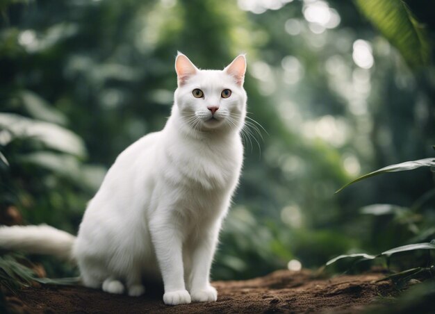 Um gato branco.