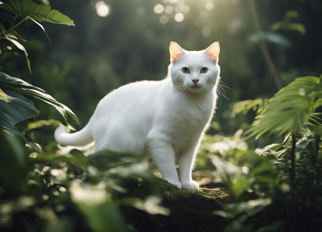 Um gato branco.